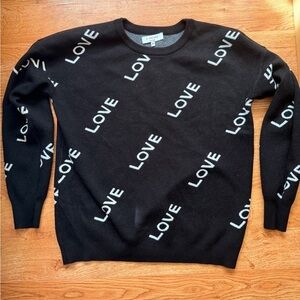 Society Black Sweater with Love Pattern Size M